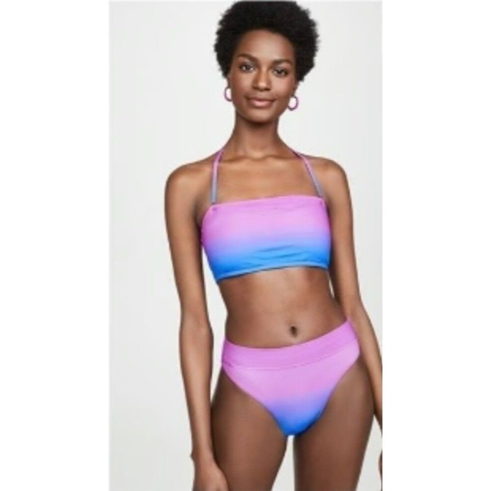 PilyQ Women's Size Small Ombre Purple 2 Piece Bikini Bandeau Top with Straps NWT - Picture 9 of 9